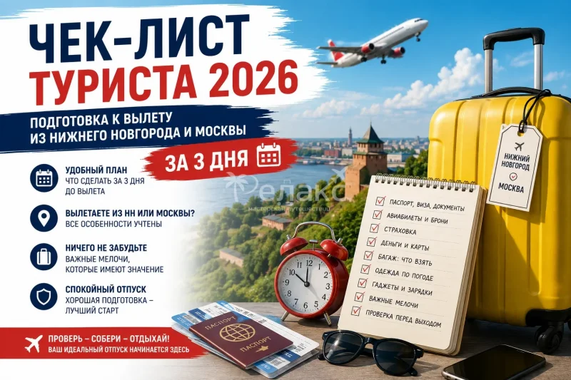 Чек-лист туриста 2026: подготовка к вылету из Нижнего Новгорода и Москвы за 3 дня - Турагентство Релакс Тур Городец