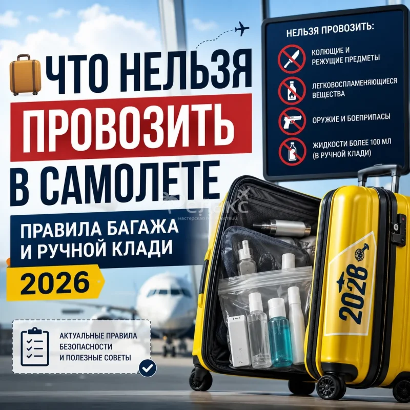 🧳 Что нельзя провозить в самолете в 2026: правила багажа и ручной клади - Турагентство Релакс Тур Городец