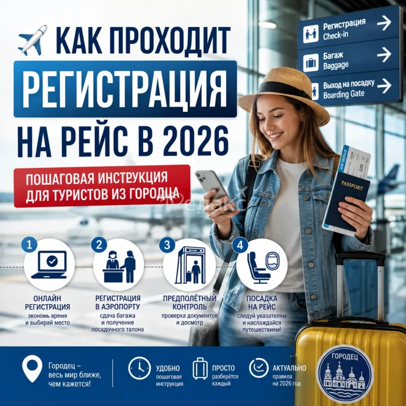 ✈️ Как проходит регистрация на рейс в 2026: пошаговая инструкция для туристов из Городца - Турагентство Релакс Тур Городец